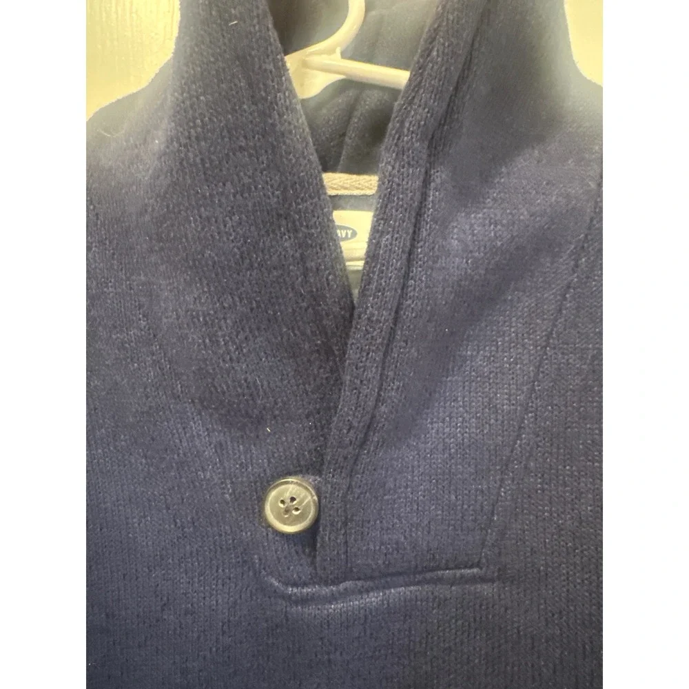 Old Navy Boys Navy Blue Mock Neck Shawl Collar Button Sweater Size L 10-12